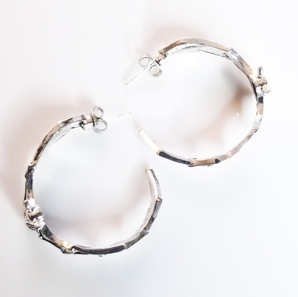 NEW Dolls Kill Silver Bats Gothic Vampire Witchy Style Hoop Earrings - Picture 11 of 15